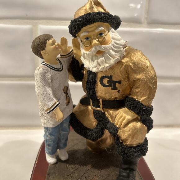 Georgia Tech Santa Collegiate Collectables Christmas 2001 Wood Base Stand Vtg - Picture 6 of 13